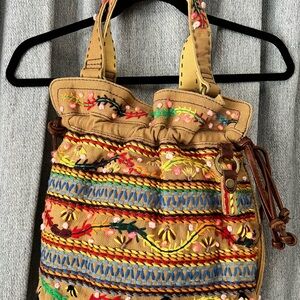 Lucky Brand Tan Tote Bag with Artisanal Design